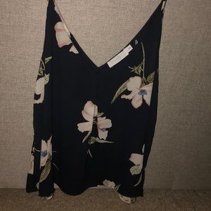 Navy blue floral flowy tank